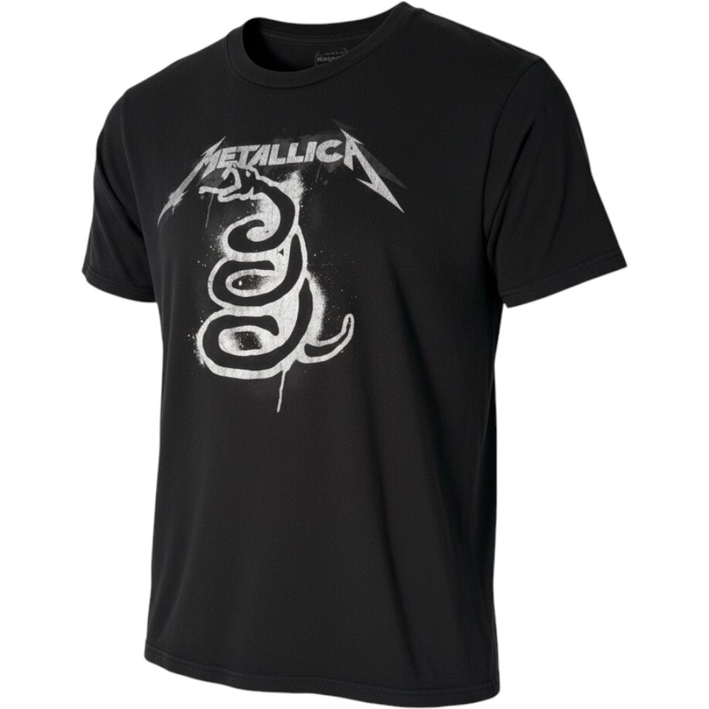 Metallica Black Album Snake Graphic T-Shirt Mens Large Black 2022 Merch Traffic